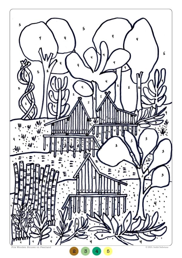 5 Houses in Native Environment Colouring Sheet - Image 4