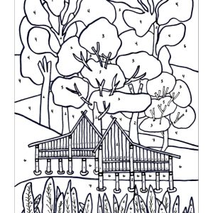 5 Houses in Native Environment Colouring Sheet