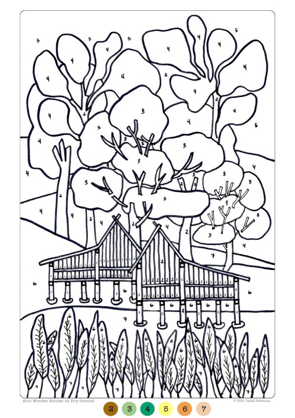 5 Houses in Native Environment Colouring Sheet