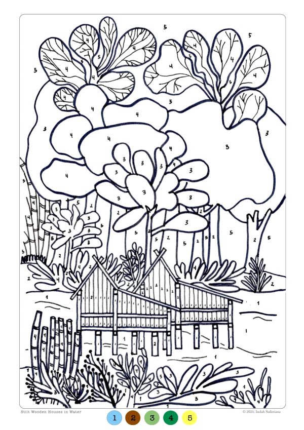 5 Houses in Native Environment Colouring Sheet - Image 3