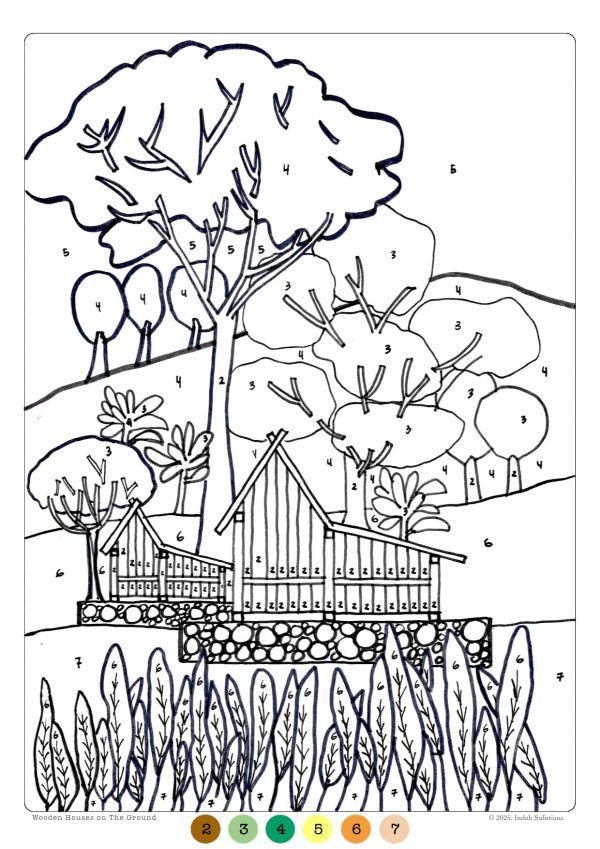 5 Houses in Native Environment Colouring Sheet - Image 5