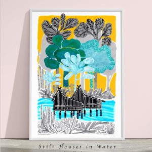 Stilt Houses in Water art print